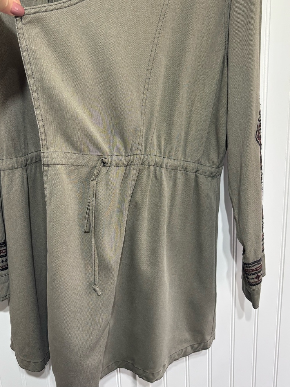 Knox Rose Olive Green Embroidered Jacket Boho Utility Cardigan Size XXL Earthy - Picture 5 of 13
